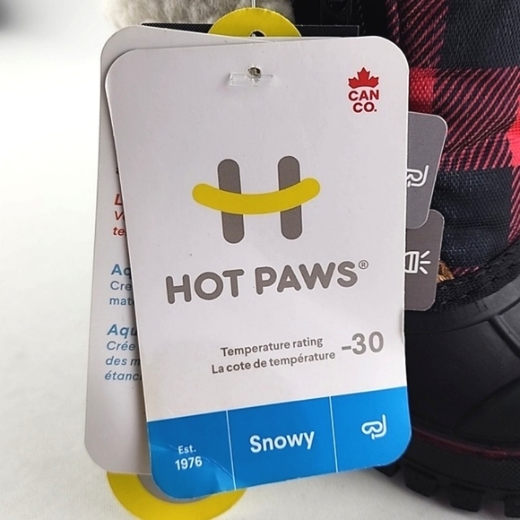 HOT PAWS Youth Red Plaid Snow Boots Waterproof Insulated -30C Reflective Size 6 - Picture 13 of 16